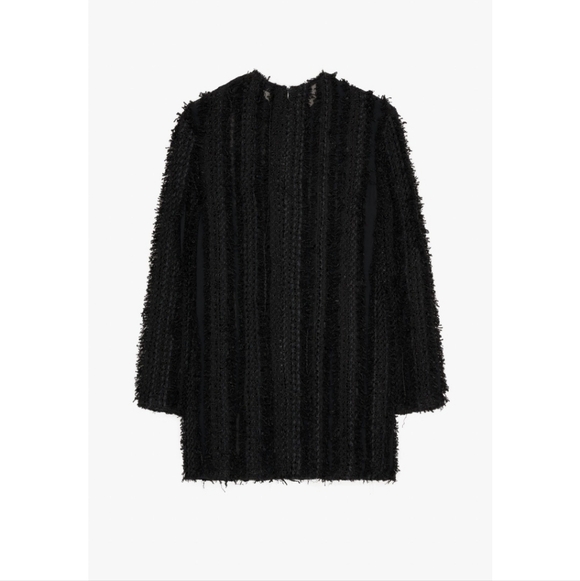 ZARA Limited Edition TEXTURED MINI DRESS Black Tweed Wool Viscose size M - Picture 12 of 16